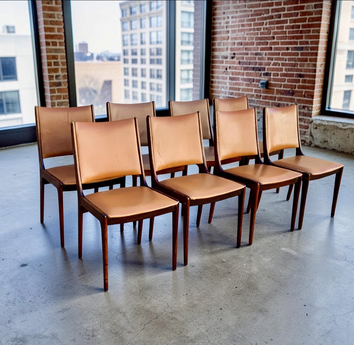 8 Scandinavian 1960s Chairs By Johannes Andersen In Solid Rosewood And Leather-photo-2
