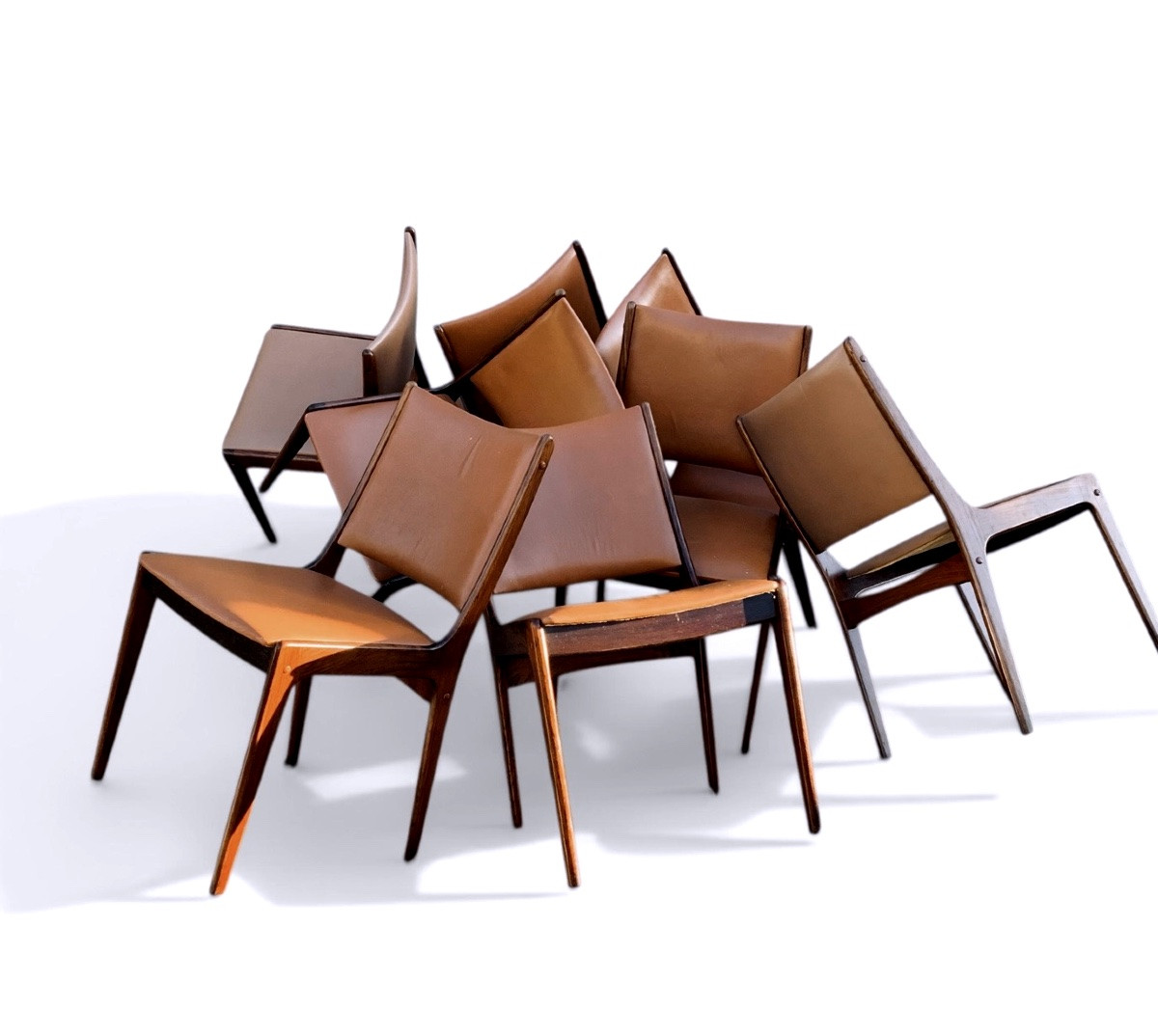 8 Scandinavian 1960s Chairs By Johannes Andersen In Solid Rosewood And Leather-photo-3