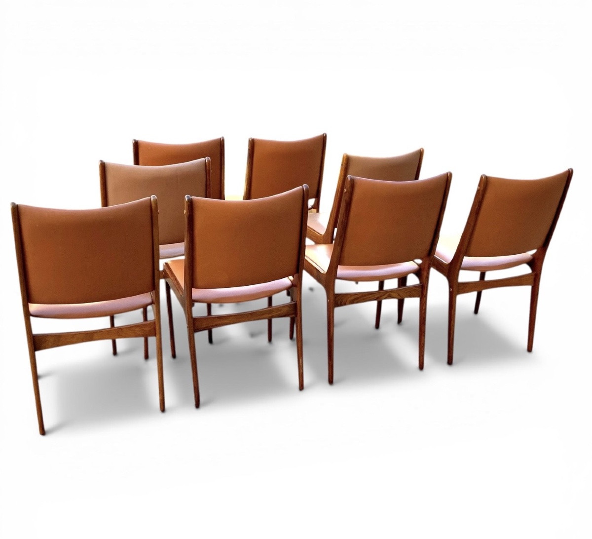 8 Scandinavian 1960s Chairs By Johannes Andersen In Solid Rosewood And Leather-photo-4