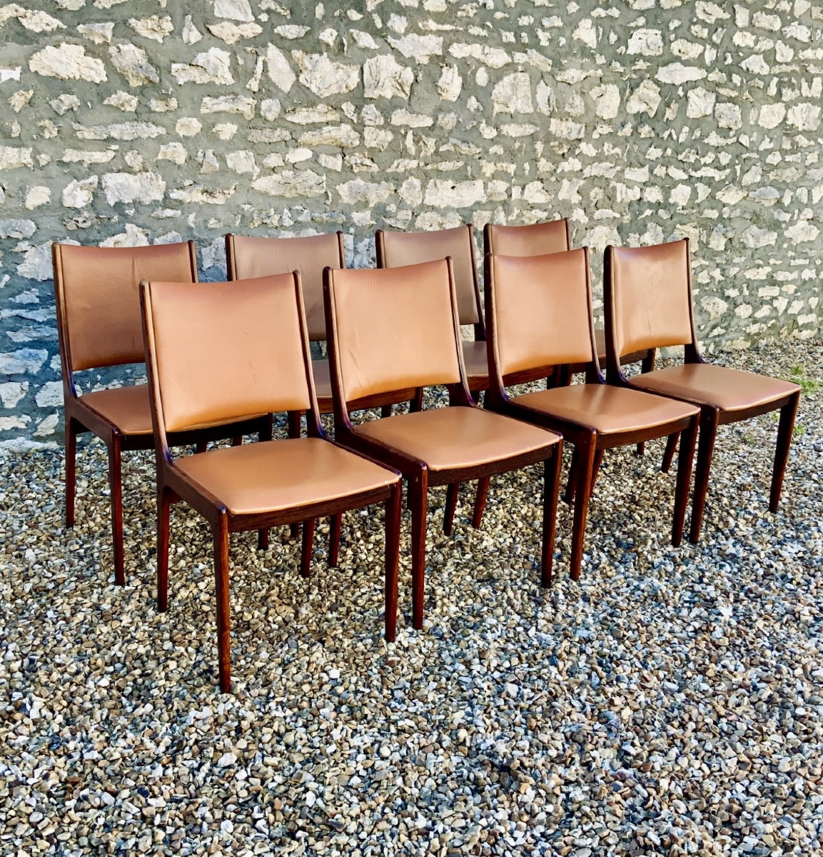 8 Scandinavian 1960s Chairs By Johannes Andersen In Solid Rosewood And Leather