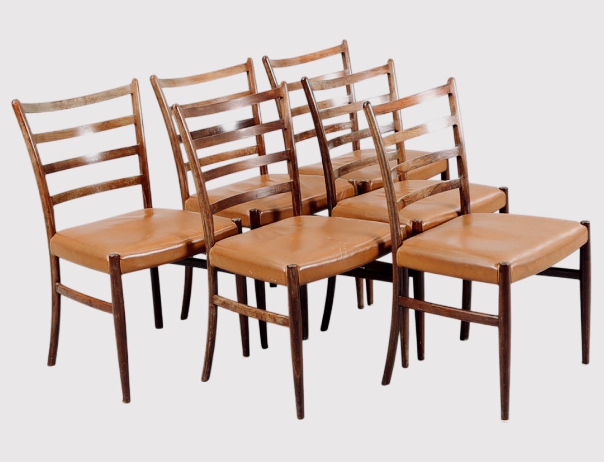 6 chaises design scandinave années 1960