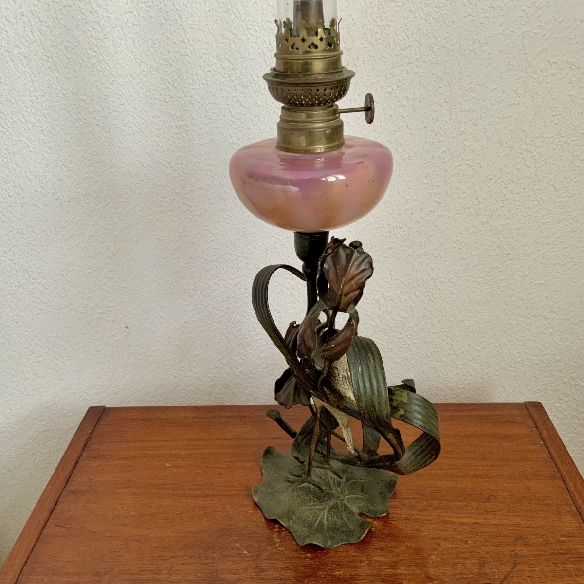 Art Nouveau Heron Oil Lamp-photo-3