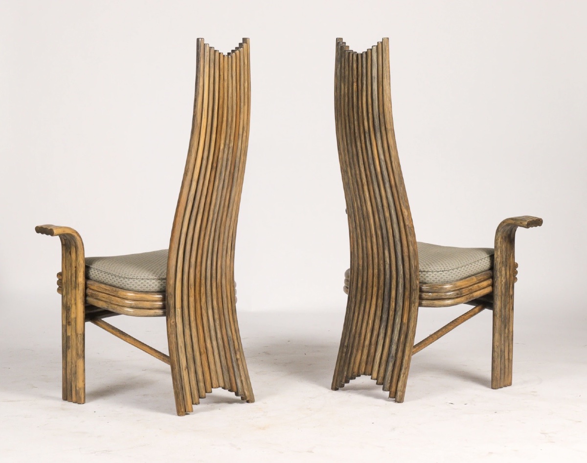Salle à manger, table + 2 fauteuils et 6 chaises bambou design 1970/80 de Mac Guire signée-photo-1