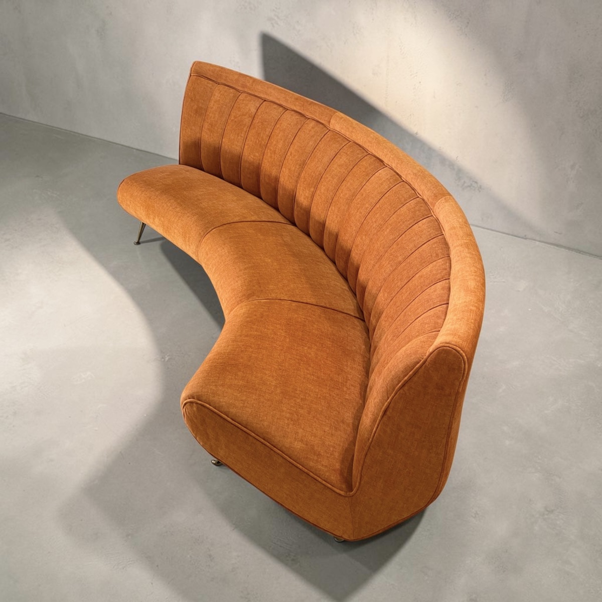 Rare Curved Wicker Sofa From The 1950s By Guglielmo Veronesi-photo-2