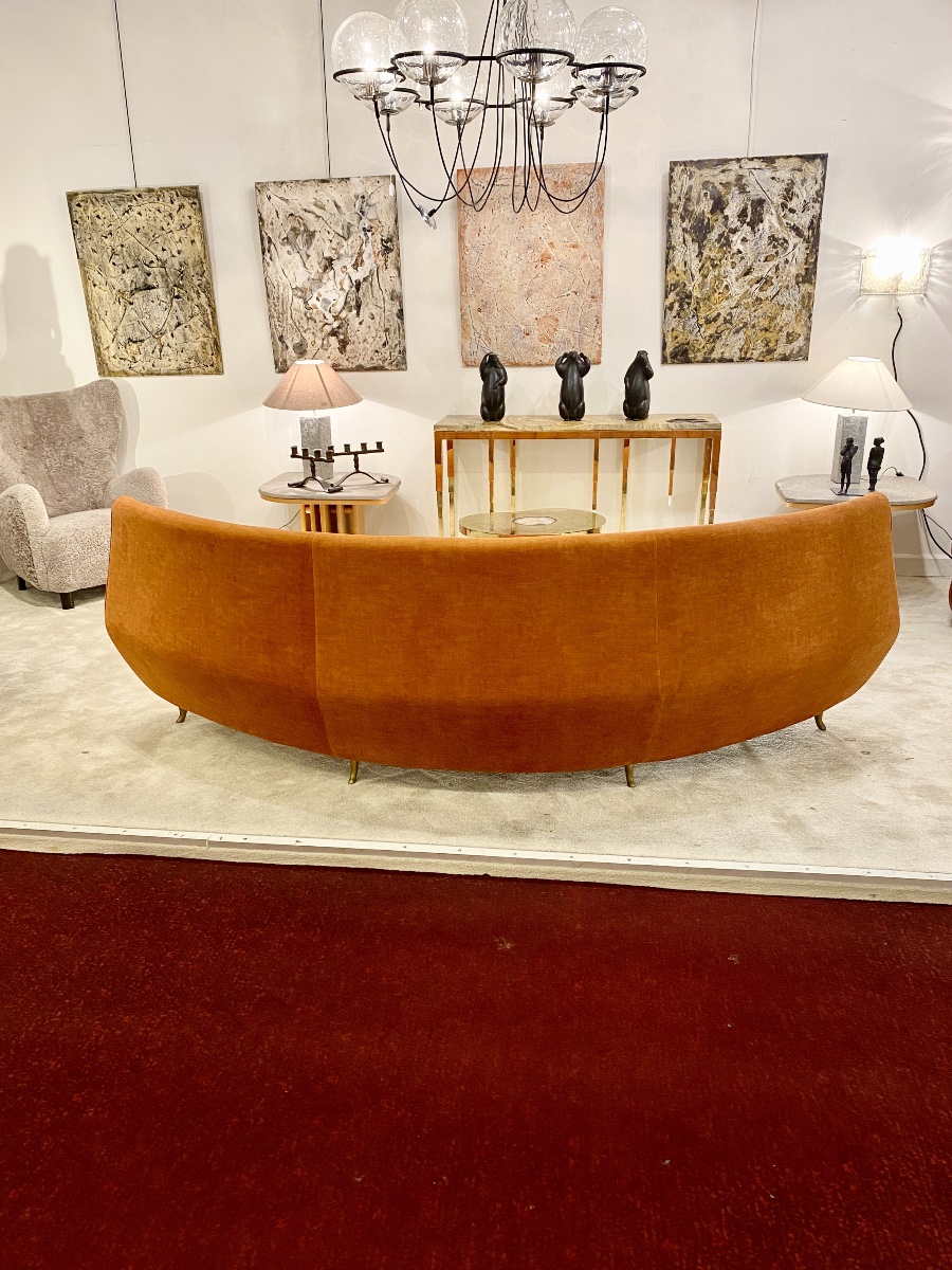 Rare Curved Wicker Sofa From The 1950s By Guglielmo Veronesi-photo-3