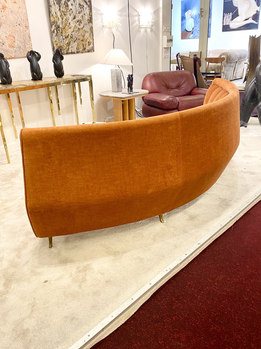 Rare Curved Wicker Sofa From The 1950s By Guglielmo Veronesi-photo-3