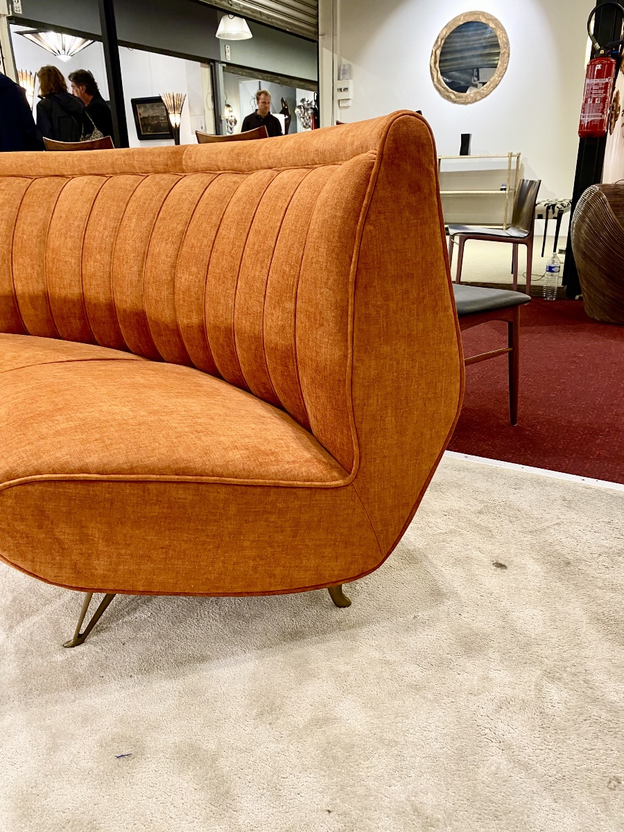 Rare Curved Wicker Sofa From The 1950s By Guglielmo Veronesi-photo-5