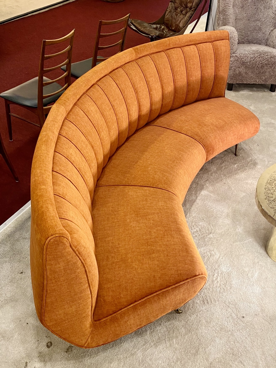 Rare Curved Wicker Sofa From The 1950s By Guglielmo Veronesi