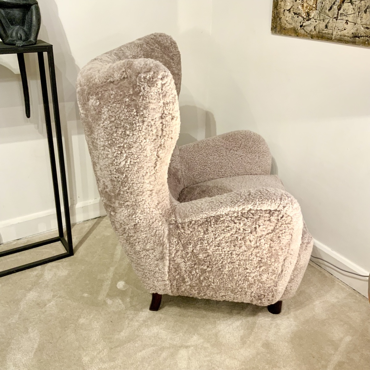 Pair Of Scandinavian Sheepskin Armchairs By Mogens Lassen-photo-3