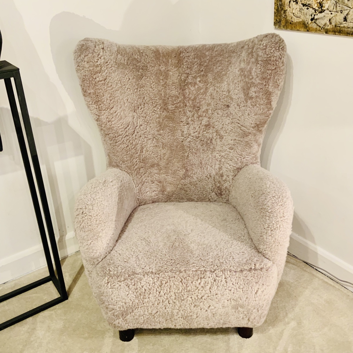 Pair Of Scandinavian Sheepskin Armchairs By Mogens Lassen-photo-3