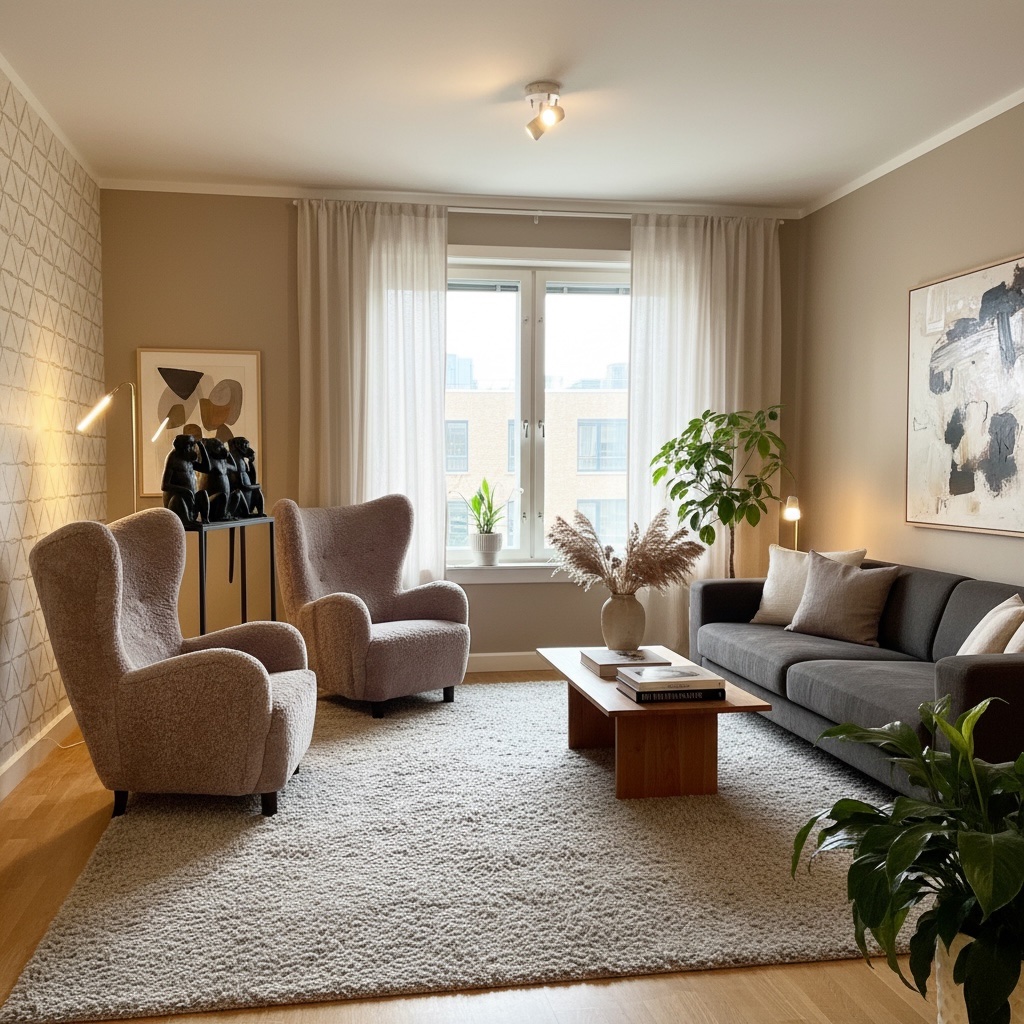 Pair Of Scandinavian Sheepskin Armchairs By Mogens Lassen-photo-6