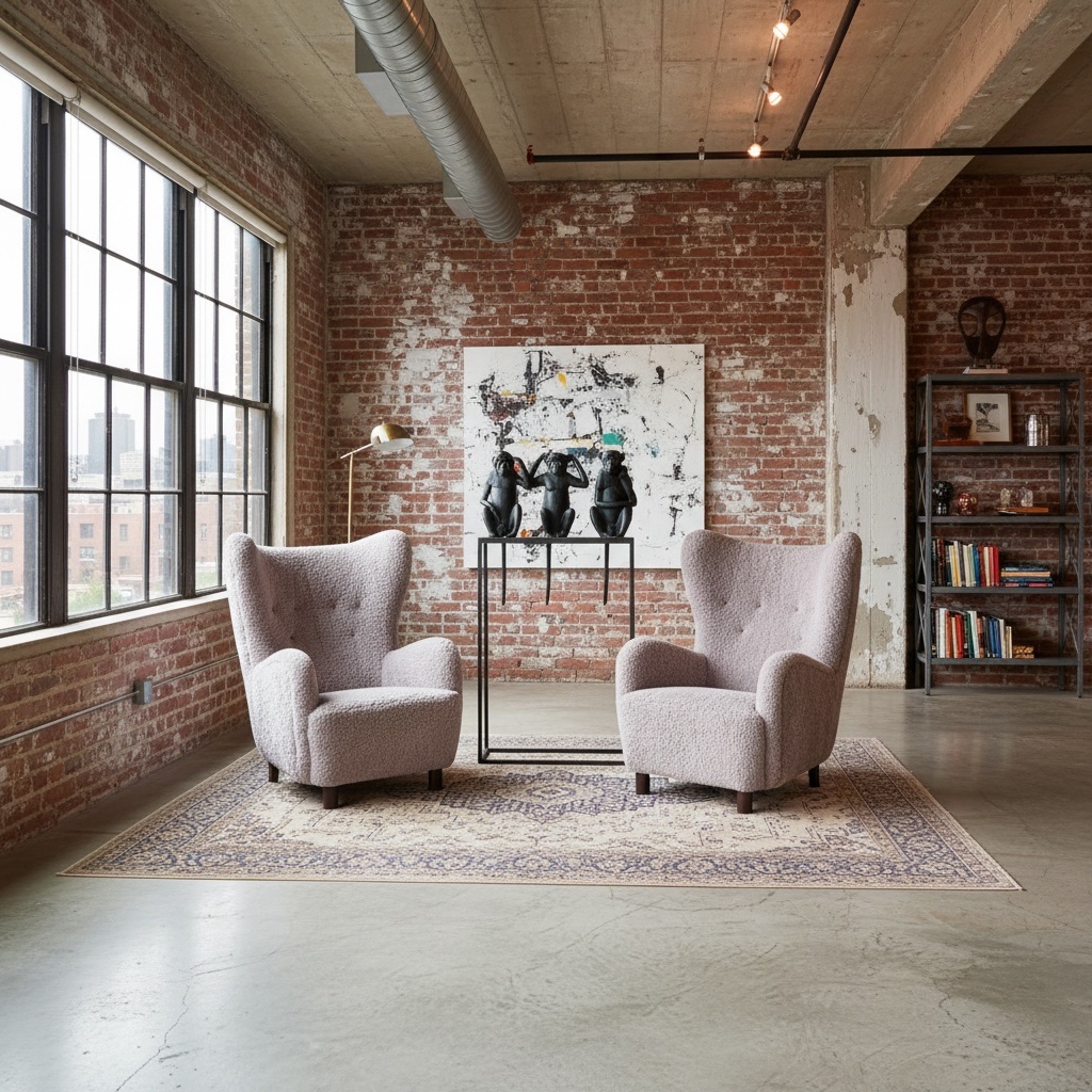 Pair Of Scandinavian Sheepskin Armchairs By Mogens Lassen-photo-8