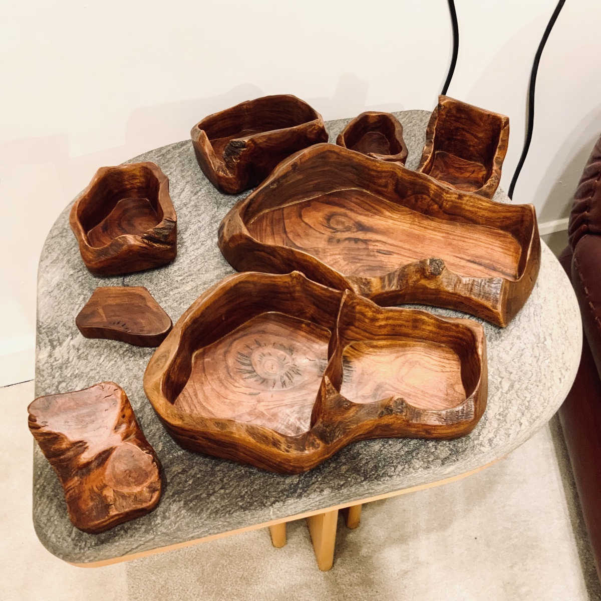 Olive Wood Trinket Tray, Carved From Solid Olive Wood, Italy, 1971-photo-2