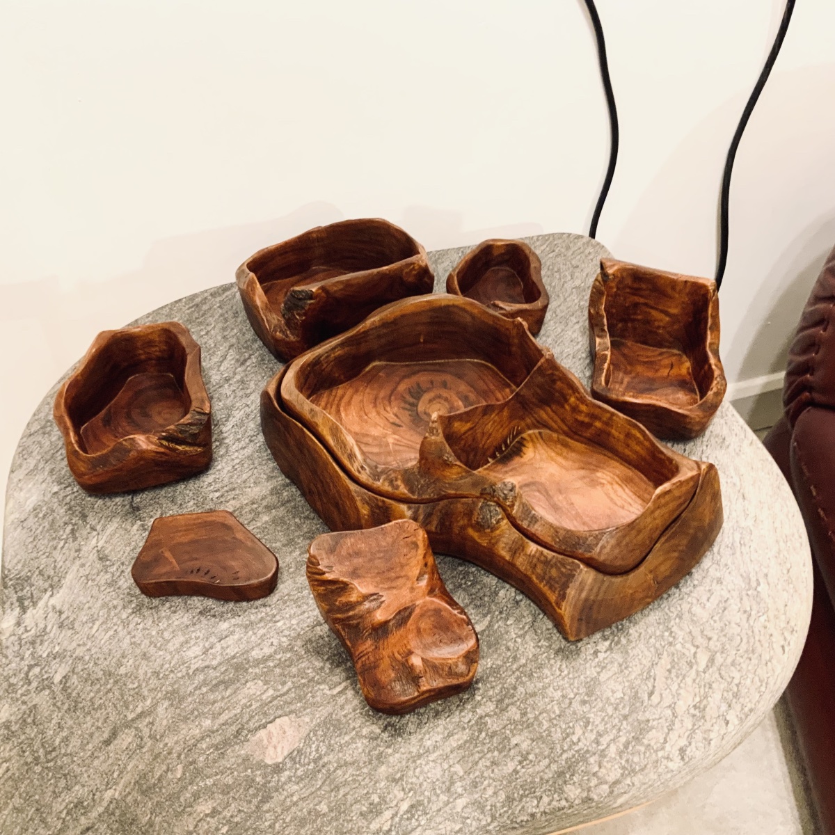 Olive Wood Trinket Tray, Carved From Solid Olive Wood, Italy, 1971-photo-3