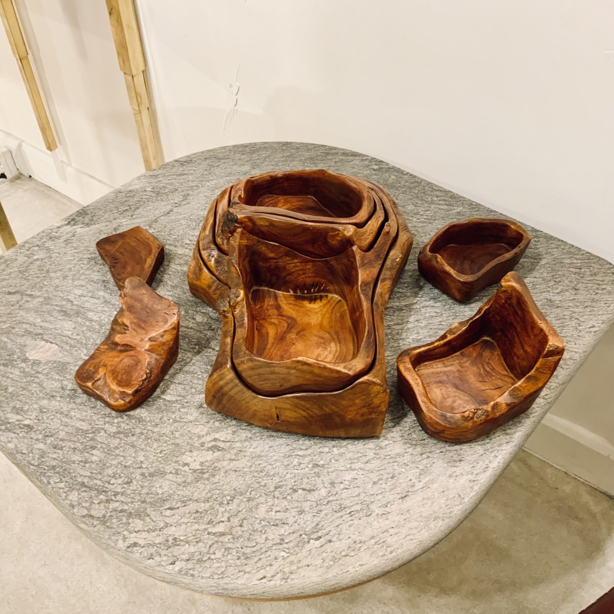 Olive Wood Trinket Tray, Carved From Solid Olive Wood, Italy, 1971-photo-4