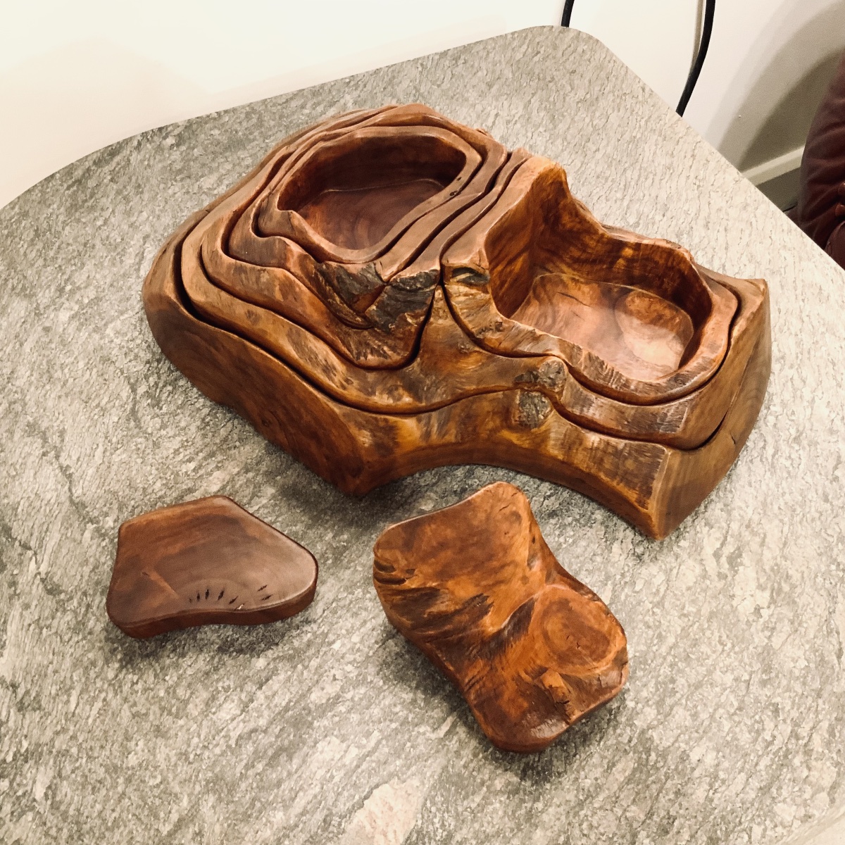 Olive Wood Trinket Tray, Carved From Solid Olive Wood, Italy, 1971-photo-1