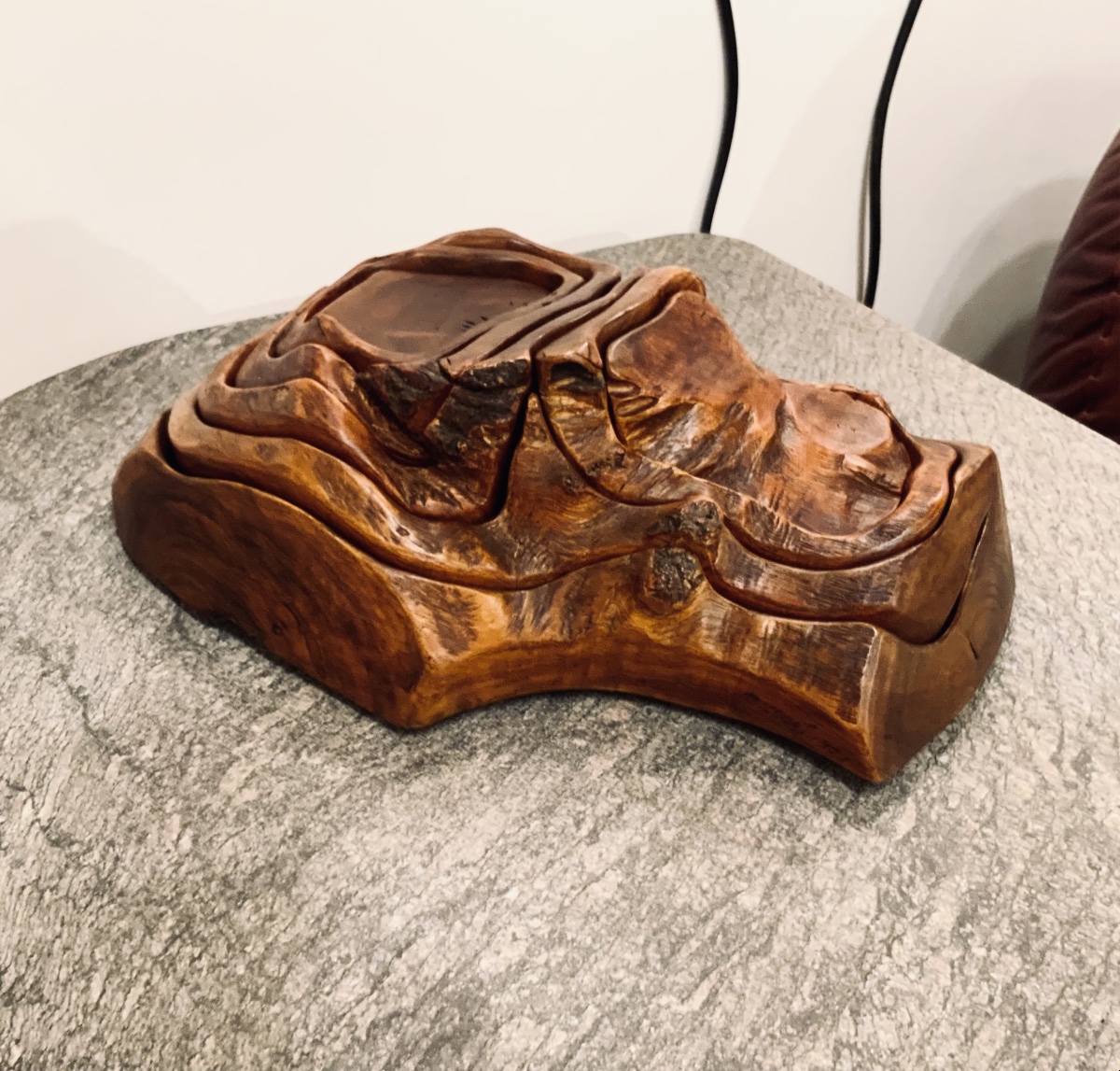 Olive Wood Trinket Tray, Carved From Solid Olive Wood, Italy, 1971-photo-2
