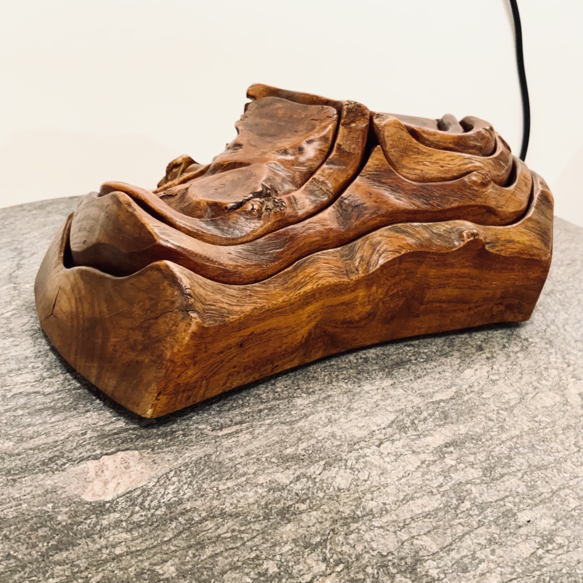 Olive Wood Trinket Tray, Carved From Solid Olive Wood, Italy, 1971-photo-7