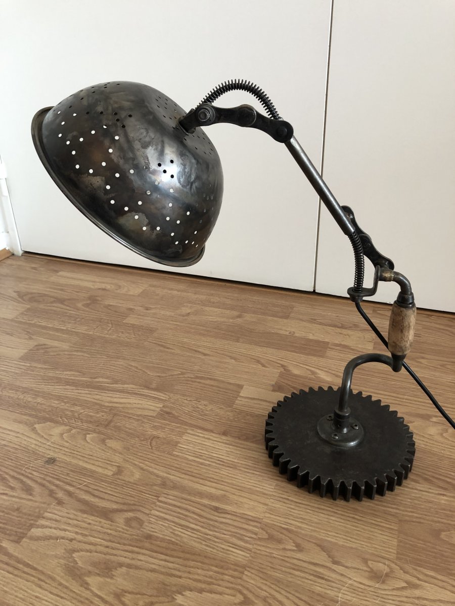 Industrial Table Lamp, Creation Of The Craft Artist Eric Sanchez, Unique Piece-photo-2