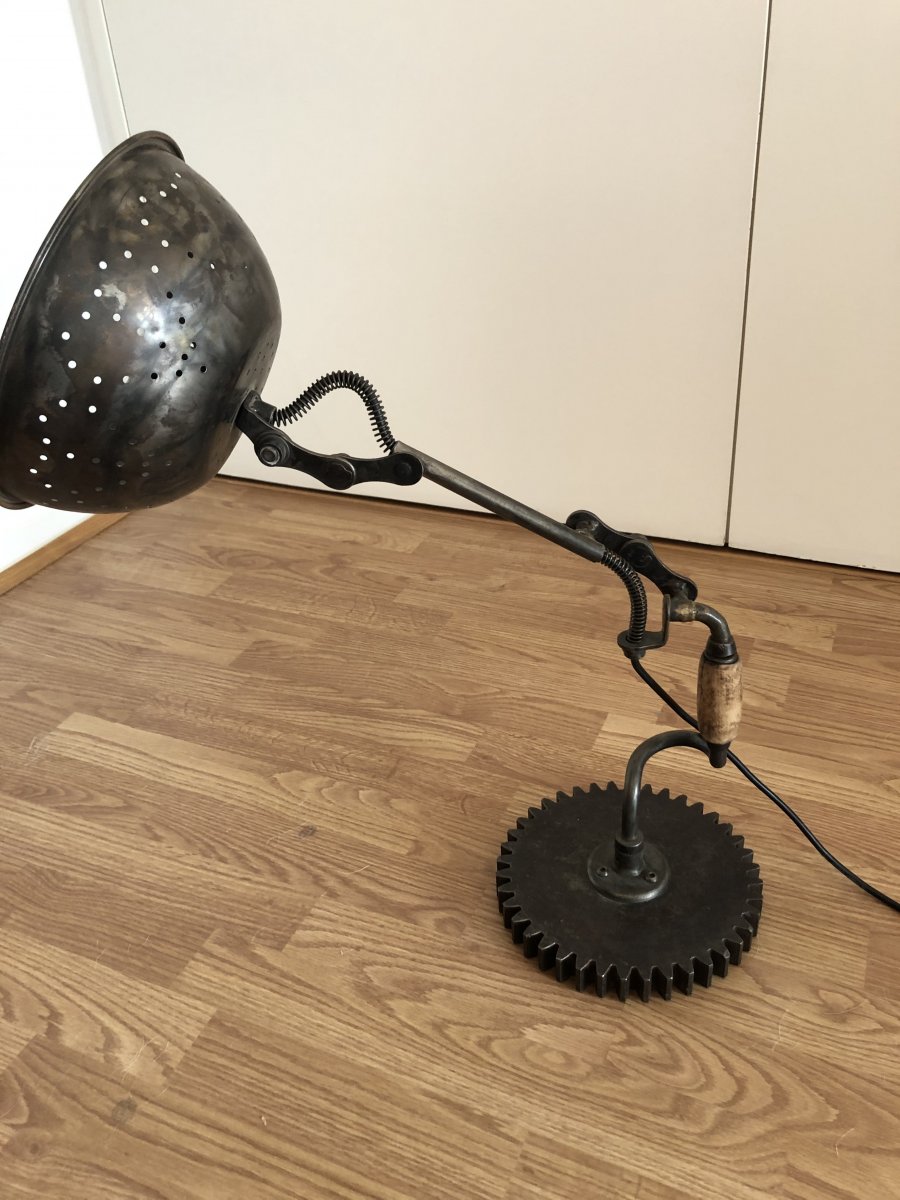 Industrial Table Lamp, Creation Of The Craft Artist Eric Sanchez, Unique Piece-photo-4