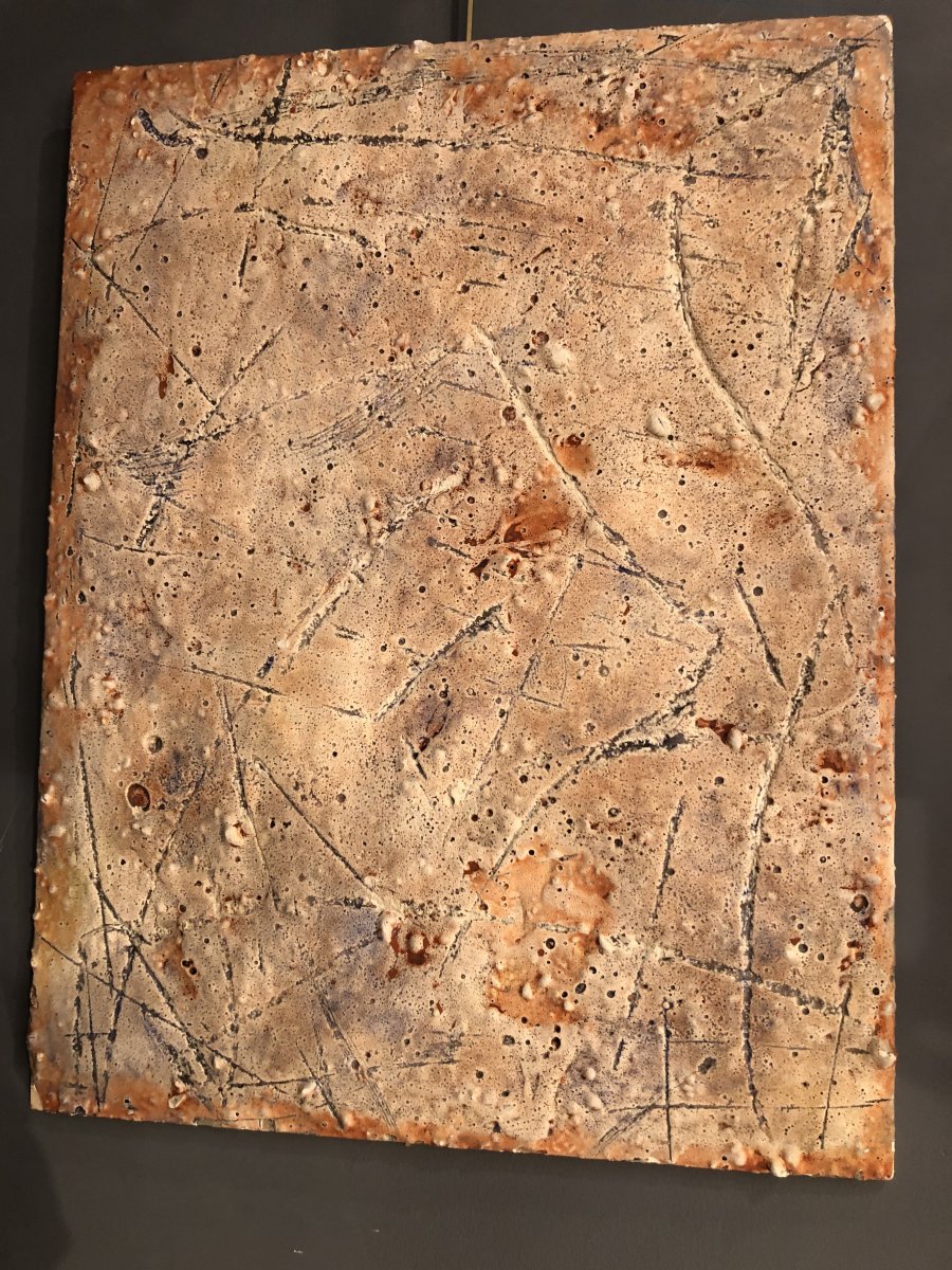 Abstract Panel In Mixed Media By Renaud Goyon 1980s