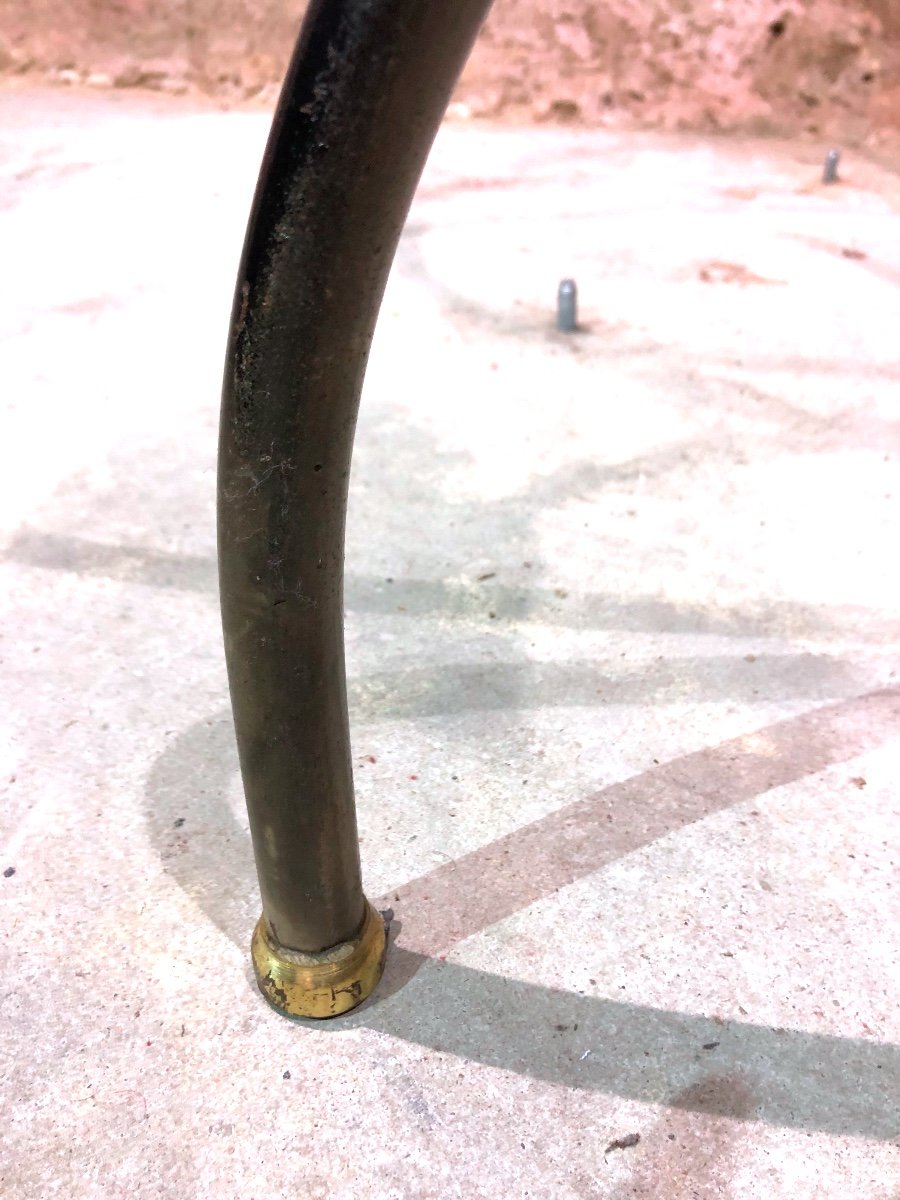 Wrought Iron And Brass Base Dining Table, Glass Top., 1980s-photo-4
