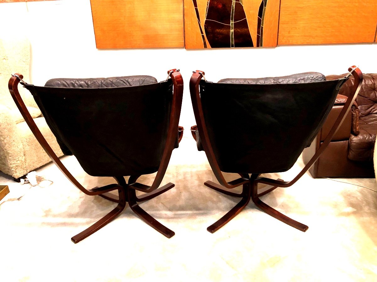 Pair Of Falcons Armchairs By Sigurd Ressel, Scandinavian Design 1980s-photo-4