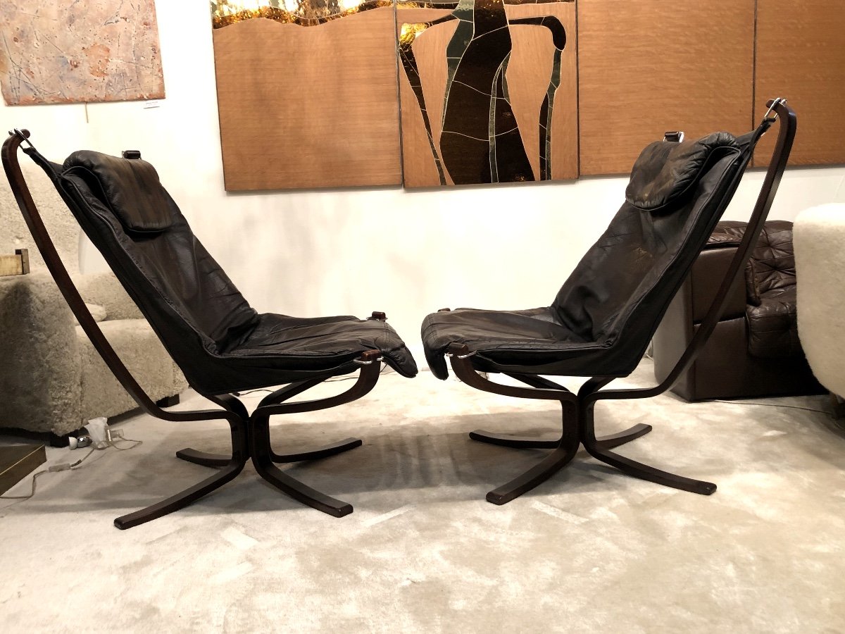Pair Of Falcons Armchairs By Sigurd Ressel, Scandinavian Design 1980s-photo-8
