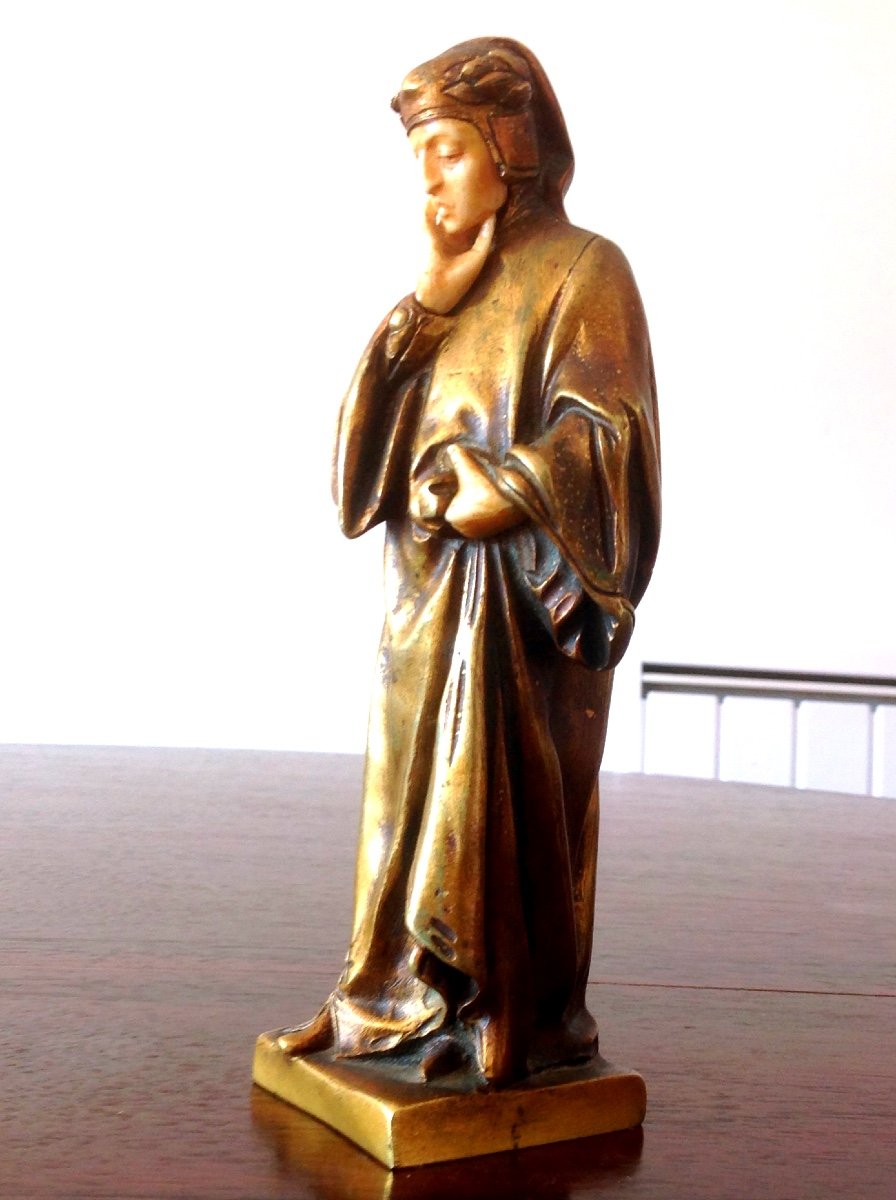 Dante, Statuette Chryséléphantine, Bronze et Ivoire-photo-4