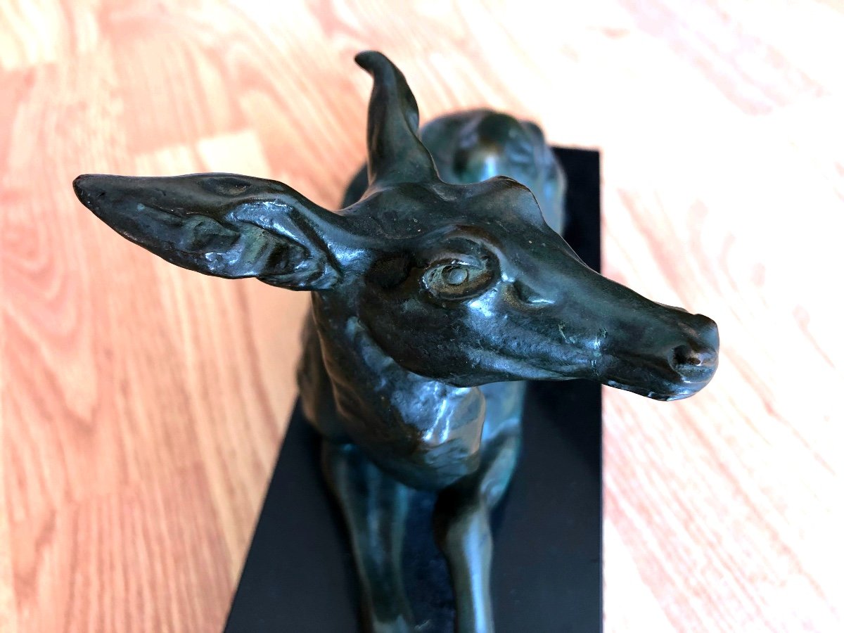 Sculpture De Biche En Bronze Signée Helber-photo-1