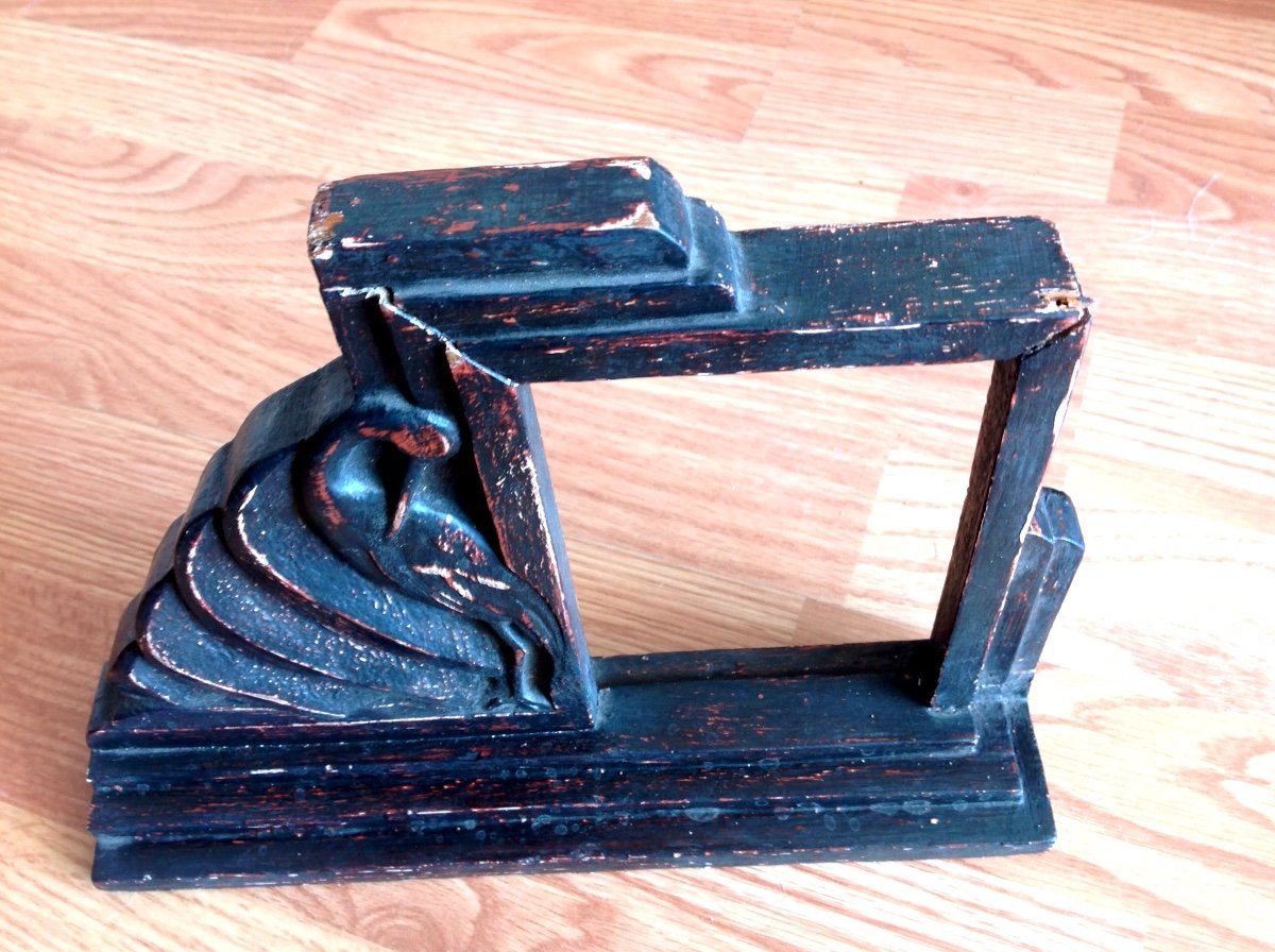 2 Originals Photo Frames 1930 In Patinated Carved Wood-photo-3