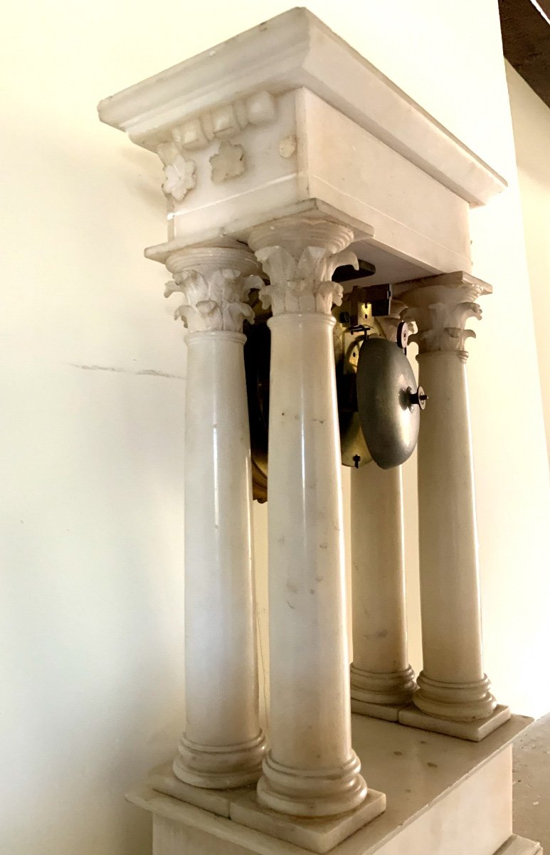 Nineteenth Portico Pendulum In Alabaster-photo-6