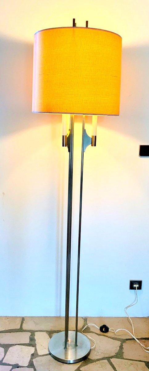 1970s Stainless Steel Floor Lamp-photo-2