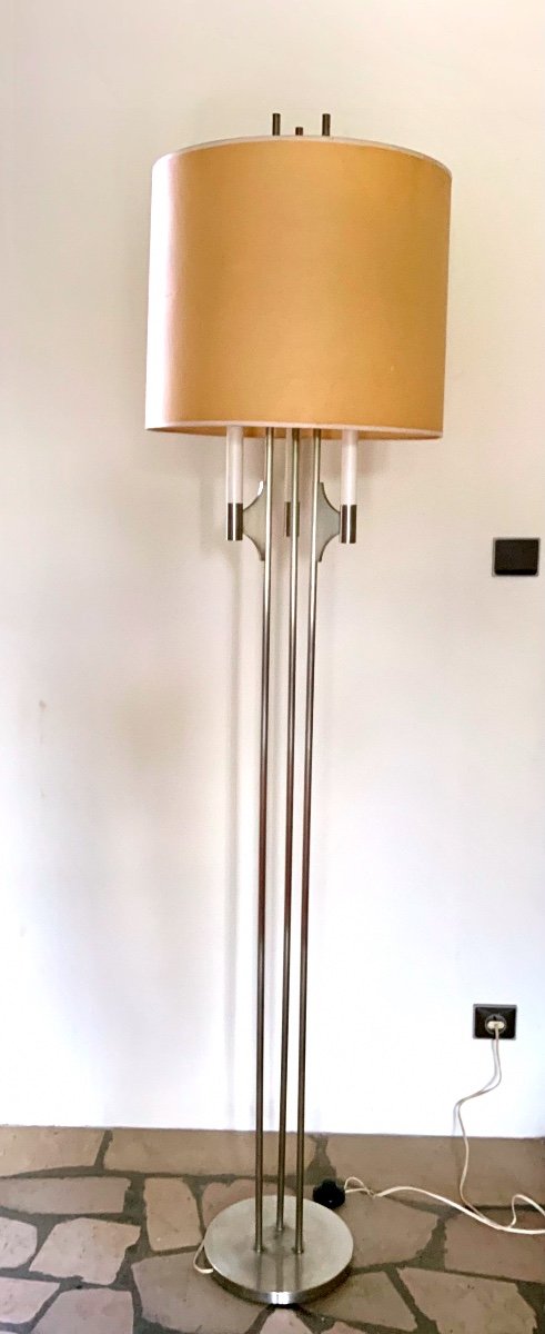 Lampadaire En Inox Des Années 1970