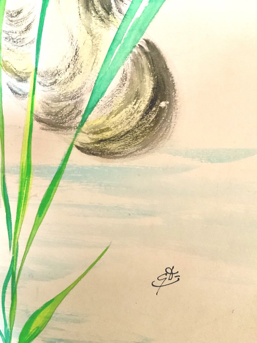 Three Watercolors Of Young Women Among Fishes ...-photo-1