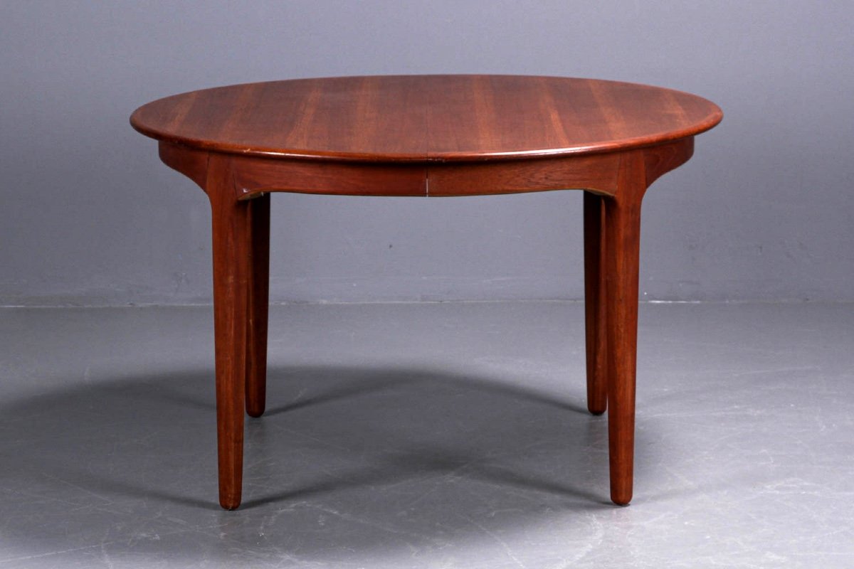 1960s Scandinavian Design Dining Table In Teak, With 3 Extensions In The Same Wood-photo-2