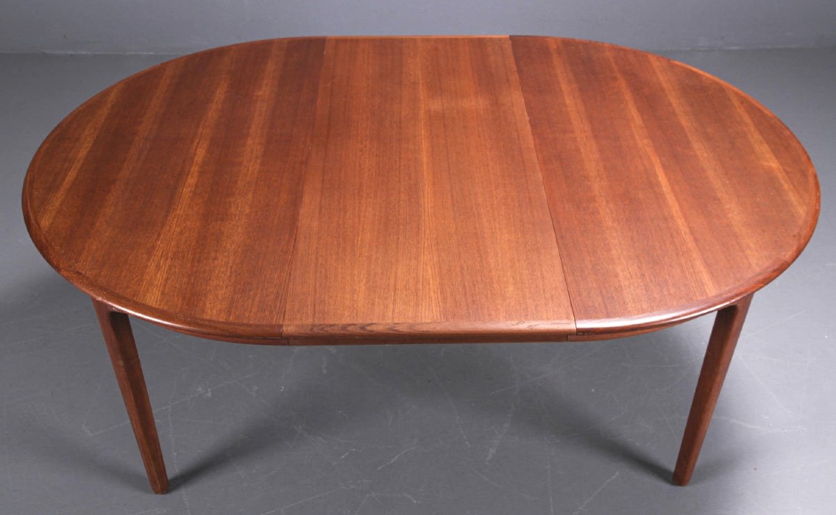 1960s Scandinavian Design Dining Table In Teak, With 3 Extensions In The Same Wood-photo-1