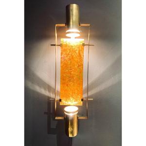 Wall Lamp Design 1960 Brass And Fractal Resin