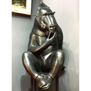 Bronze Animalier «sage Mandrill » De Florence Jacquesson 