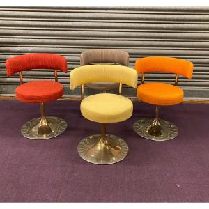 Série De 4 Chaises Pivotantes Design Scandinave Années 1960