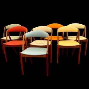 8 chaises design Scandinave années 1960 de Kai Kristiansen en teck massif 