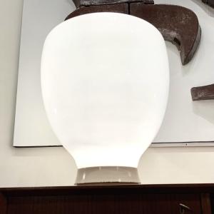 Grande Lampe à Poser De Claudio Salocchi, Modèle Ellissi En Verre Opalescent Blanc, Années 1960