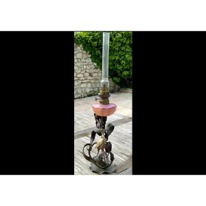 Art Nouveau Heron Oil Lamp