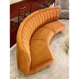 Rare Curved Wicker Sofa From The 1950s By Guglielmo Veronesi