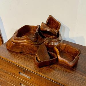 Olive Wood Trinket Tray, Carved From Solid Olive Wood, Italy, 1971