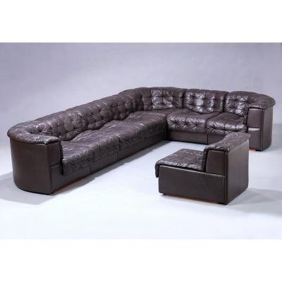 Cuir De Sede Ds11 Sofa In Brown Leather With 8 Elements Including 3 ...