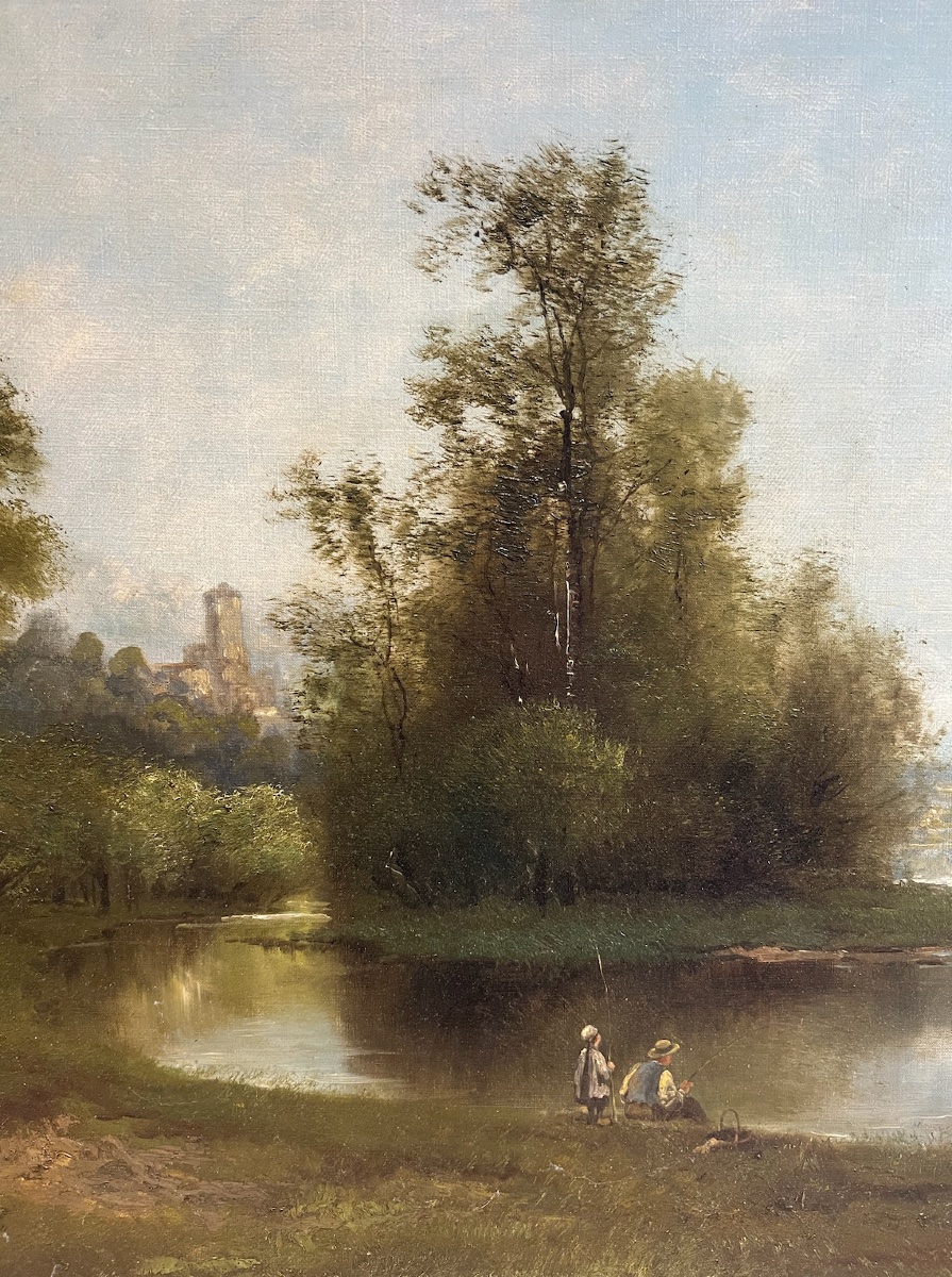 Théodore Levigne, Fishermen At The Edge Of The Lake-photo-2