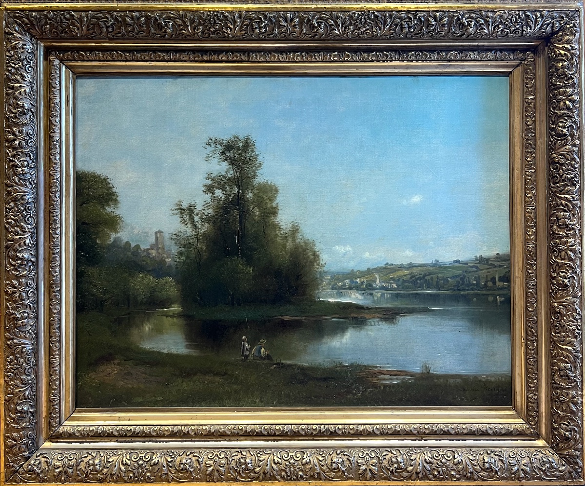 Théodore Levigne, Fishermen At The Edge Of The Lake