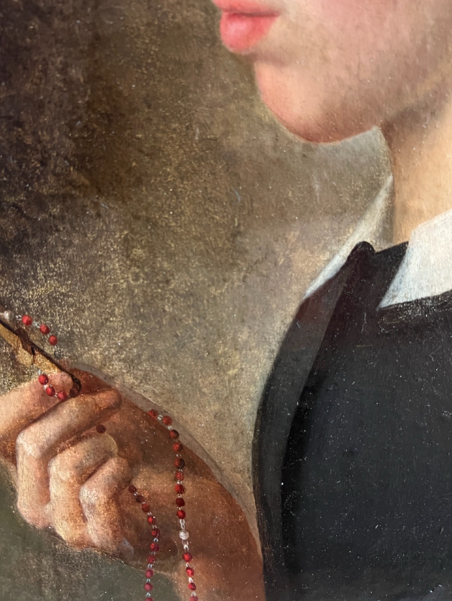 Portrait de femme tenant un chapelet, école du Nord-photo-4