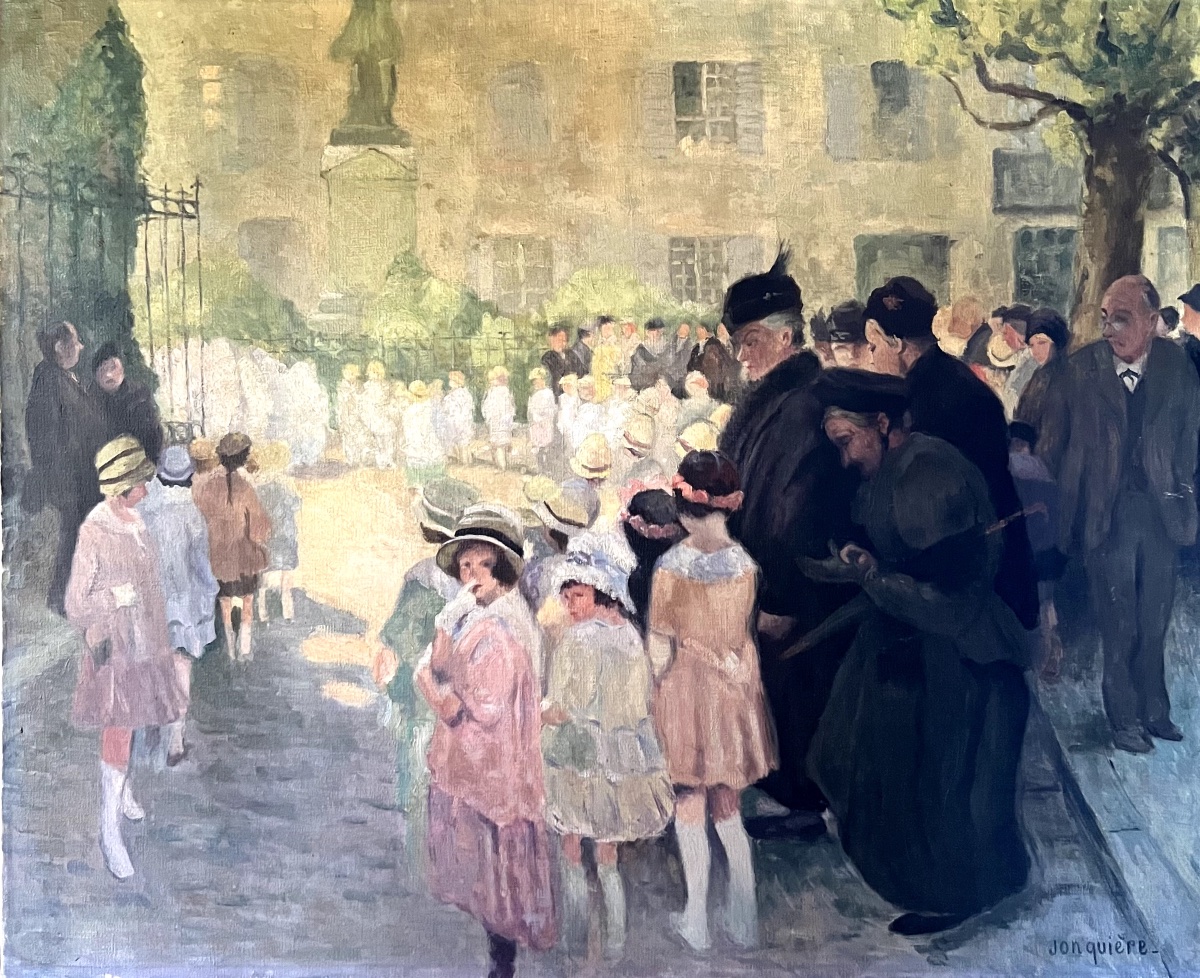 First Communion Day, Oil On Canvas By Jonquière, 1940